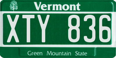 VT license plate XTY836