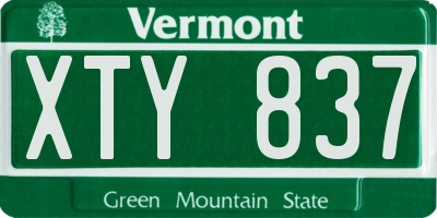 VT license plate XTY837
