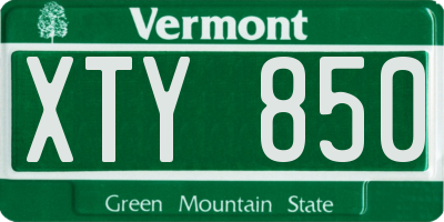 VT license plate XTY850