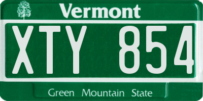 VT license plate XTY854
