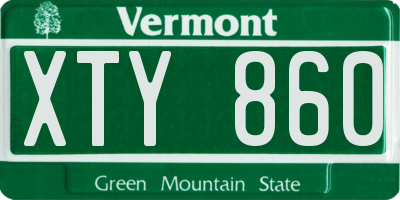 VT license plate XTY860