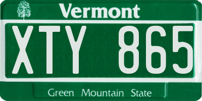 VT license plate XTY865
