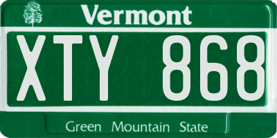 VT license plate XTY868