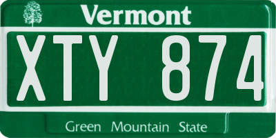 VT license plate XTY874