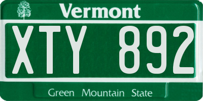 VT license plate XTY892