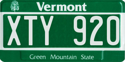 VT license plate XTY920
