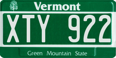 VT license plate XTY922