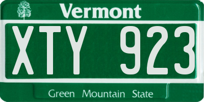 VT license plate XTY923