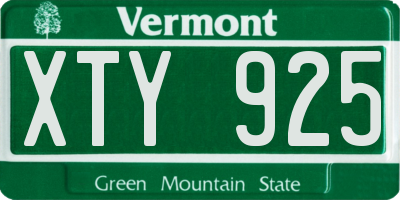 VT license plate XTY925