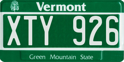 VT license plate XTY926