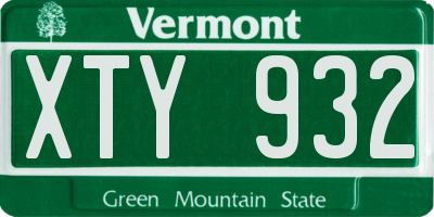 VT license plate XTY932