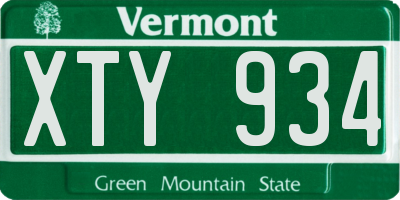 VT license plate XTY934