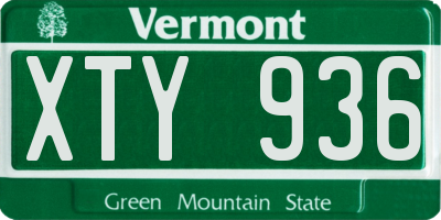 VT license plate XTY936