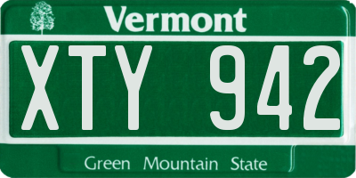 VT license plate XTY942