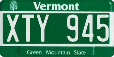 VT license plate XTY945