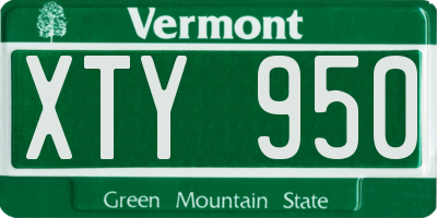 VT license plate XTY950