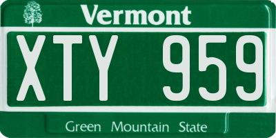 VT license plate XTY959