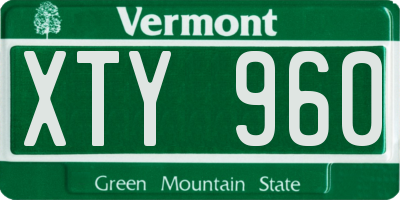 VT license plate XTY960