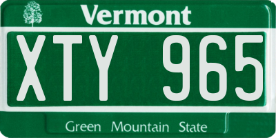 VT license plate XTY965