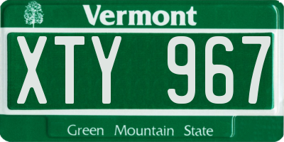 VT license plate XTY967