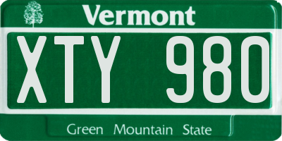 VT license plate XTY980