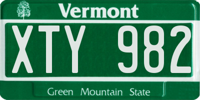 VT license plate XTY982