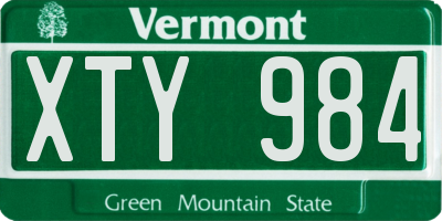 VT license plate XTY984