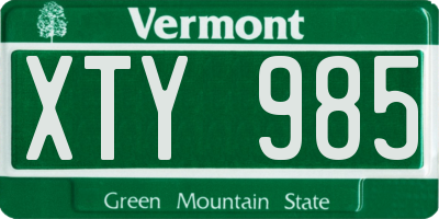 VT license plate XTY985