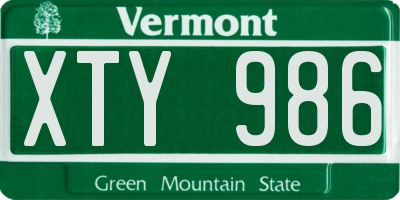 VT license plate XTY986