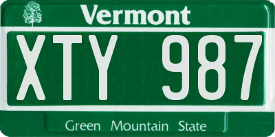 VT license plate XTY987