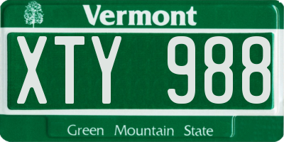 VT license plate XTY988