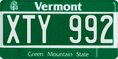 VT license plate XTY992
