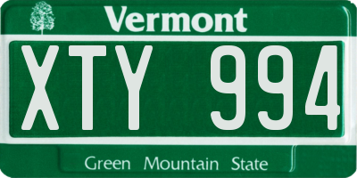 VT license plate XTY994