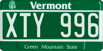 VT license plate XTY996