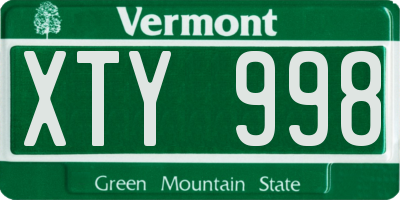 VT license plate XTY998