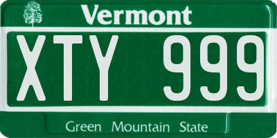VT license plate XTY999