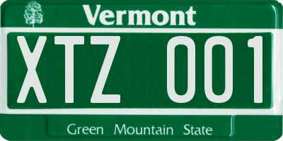 VT license plate XTZ001