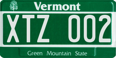 VT license plate XTZ002