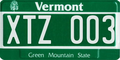 VT license plate XTZ003