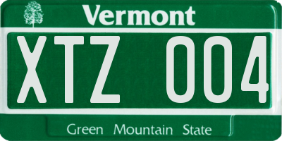VT license plate XTZ004