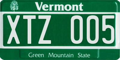 VT license plate XTZ005