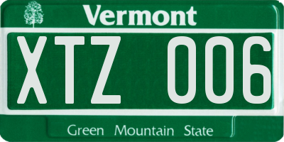 VT license plate XTZ006