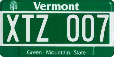 VT license plate XTZ007