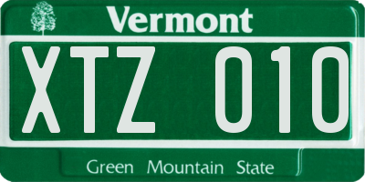VT license plate XTZ010