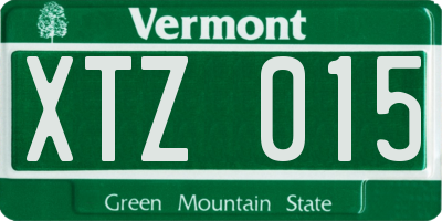 VT license plate XTZ015