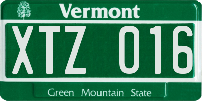 VT license plate XTZ016