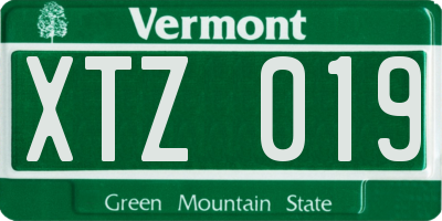 VT license plate XTZ019