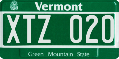 VT license plate XTZ020