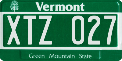 VT license plate XTZ027