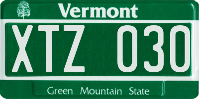 VT license plate XTZ030